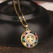 EverestArtstudios Colorful Zircon Copper Wealth Luck Rotation Bracelet Necklace Pendant