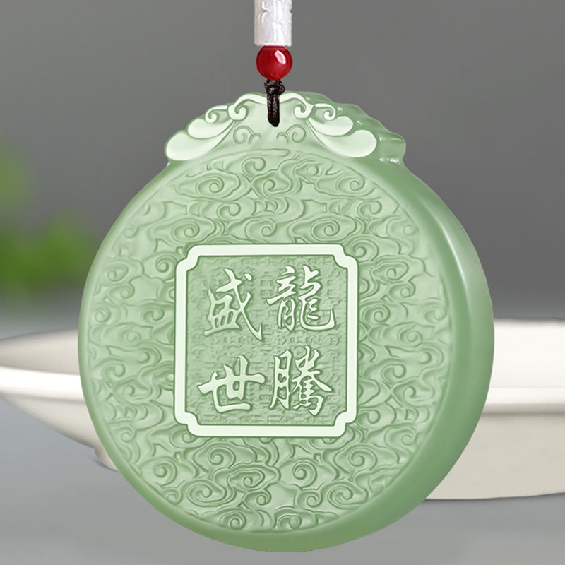 EverestArtstudios Chinese Zodiac Dragon Jade Luck Necklace String Pendant