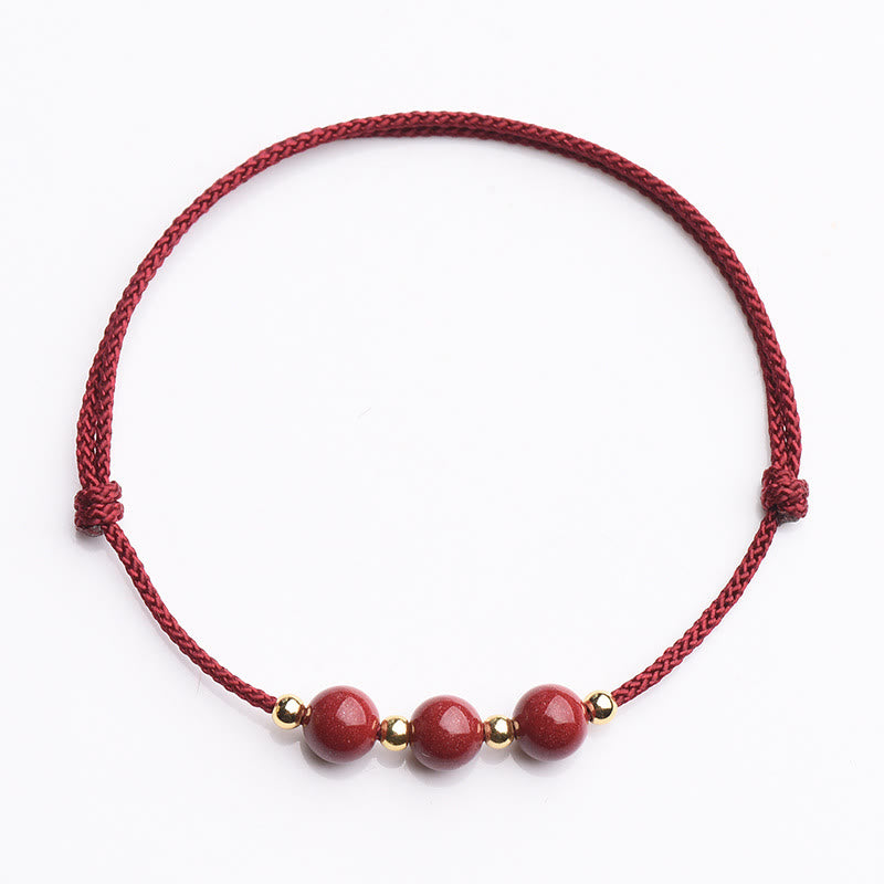 EverestArtstudios Natural Lucky Cinnabar Bead Blessing String Bracelet Anklet