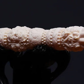 EverestArtStudios Natural Reclaimed Mammoth Tooth Vajra Dorje | Hand Carved Tibetan Buddhist Ritual Scepter | Fossil Meditation Altar Tool Gift