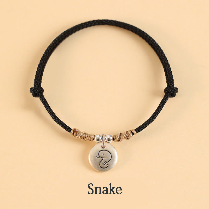 Buddha Stones Handmade 999 Sterling Silver Year of the Dragon Cute Chinese Zodiac Luck Braided Bracelet (Extra 35% Off | USE CODE: FS35)