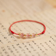 EverestArtstudios Strawberry Crystal Beads Luck Red String Anklet