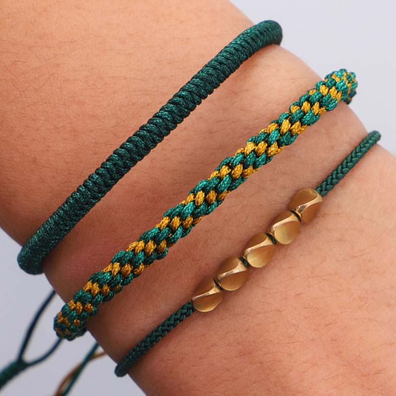 EverestArtStudios 3 PCS Tibetan Copper Beads Healing Protection Luck Bracelet Set