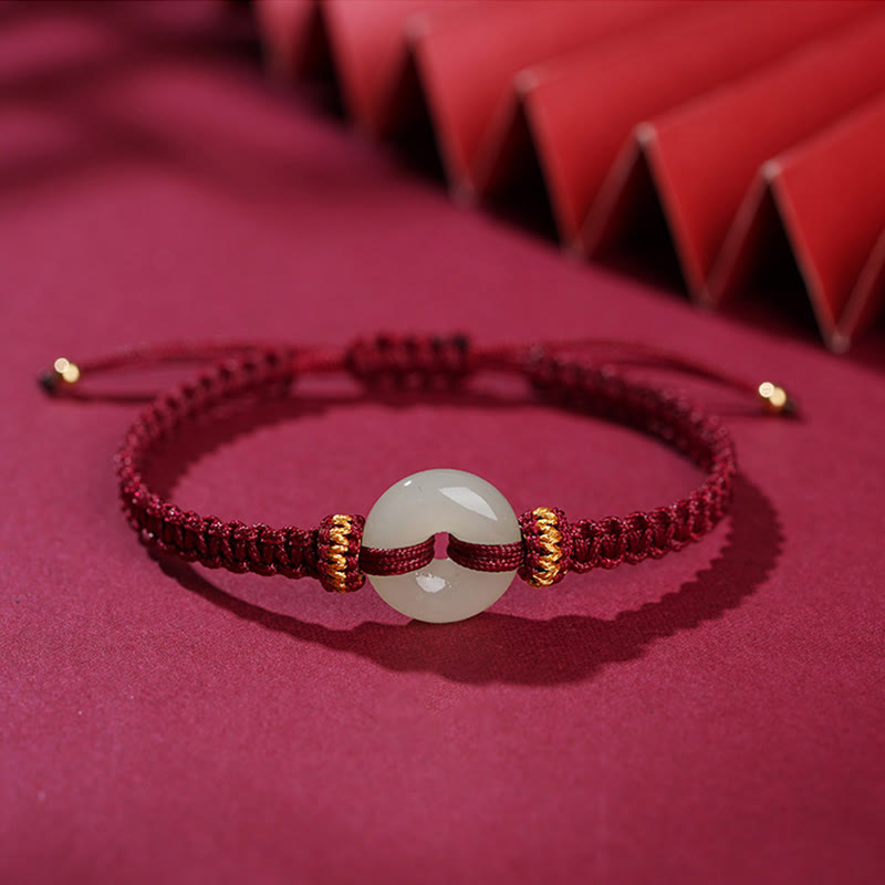 EverestArtStudios Peace Buckle Jade Abundance Braided Bracelet