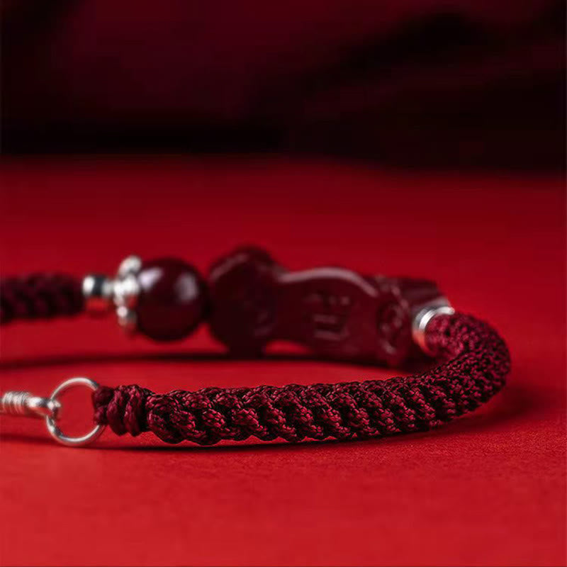EverestArtstudios Handcrafted PiXiu Cinnabar Wealth Luck Braided Bracelet