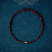 EverestArtStudios 925 Sterling Silver Auspicious Golden Bead Braided String Bracelet and Anklet