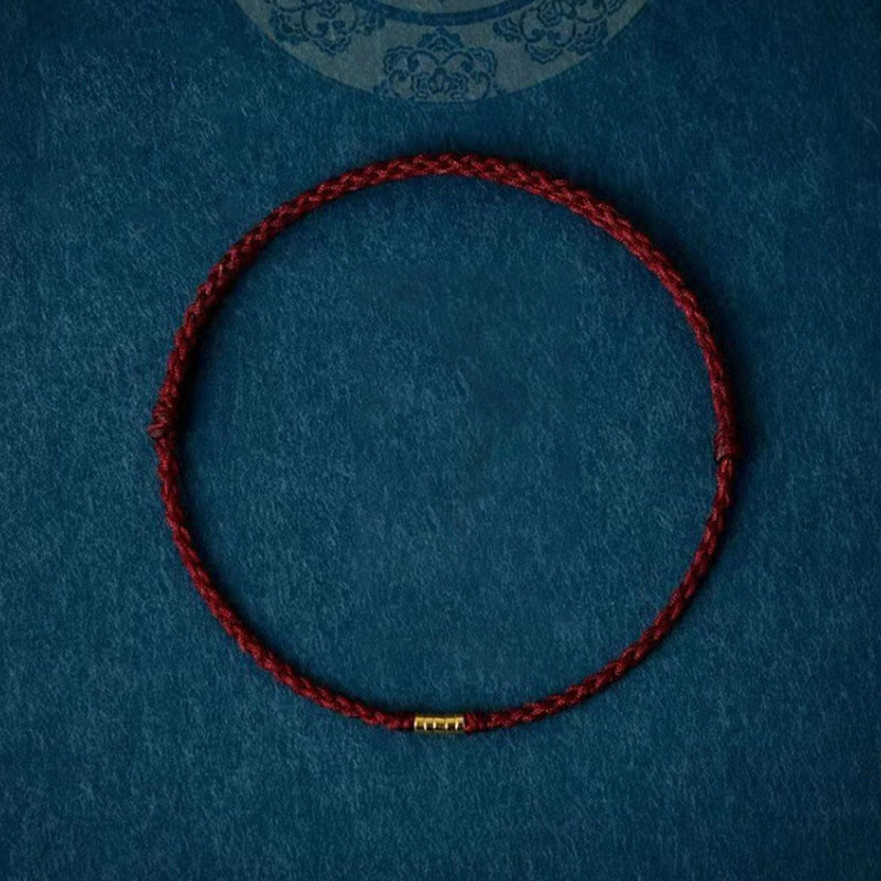 EverestArtStudios 925 Sterling Silver Auspicious Golden Bead Braided String Bracelet and Anklet