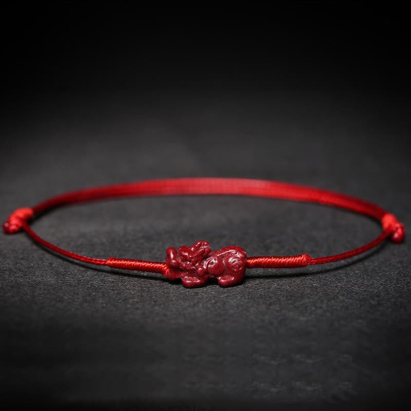 EverestArtstudios Handmade Plum Blossom Four Leaf Clover PiXiu Lotus Koi Fish Cinnabar Blessing Braid Bracelet