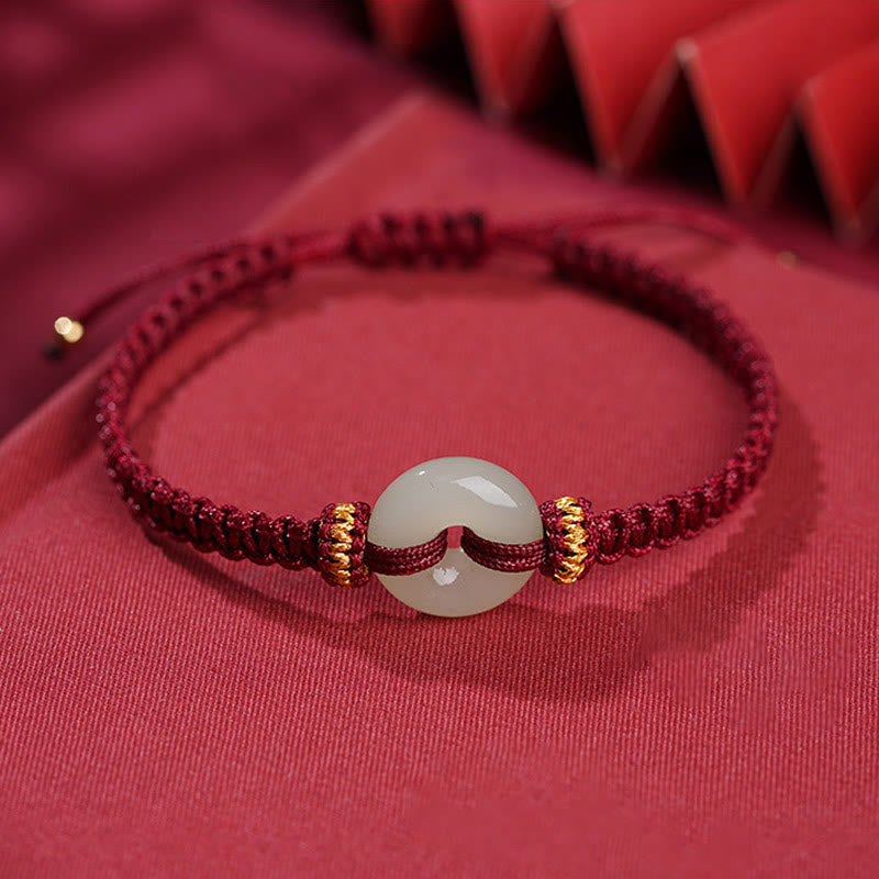 EverestArtStudios Peace Buckle Jade Abundance Braided Bracelet