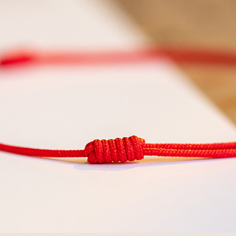 EverestArtstudios Four Leaf Clover Cinnabar Blessing Calm String Bracelet Anklet