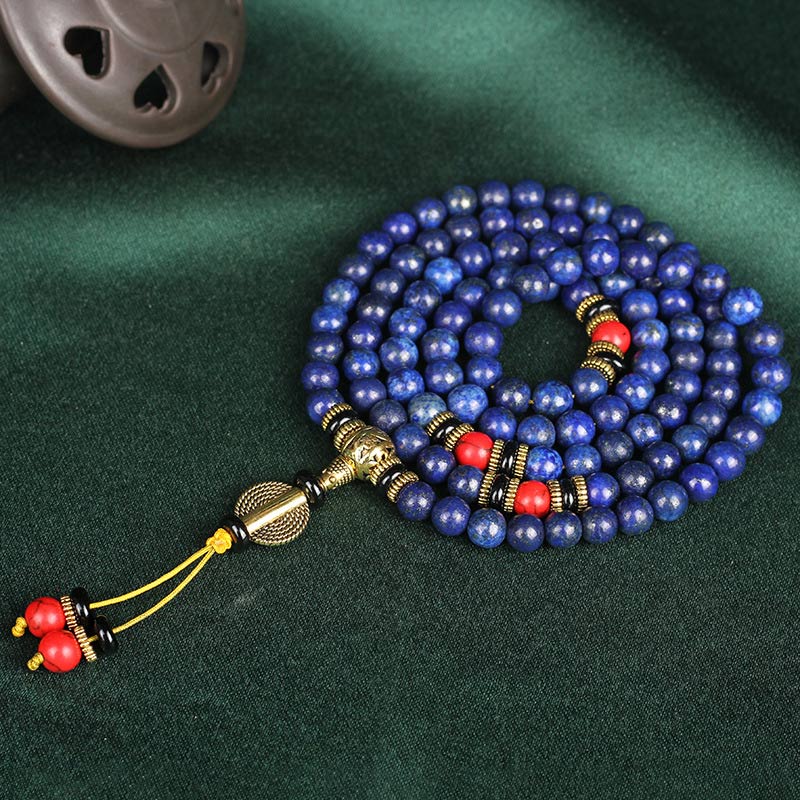 EverestArtStudios Tibetan Mala Lapis Lazuli Lazurite Positive Bracelet