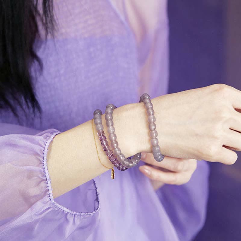 Buddha Stones Natural Amethyst Crystal Meditation Healing Bracelet