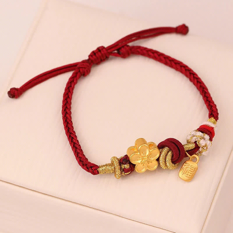 EverestArtstudios Peach Blossom Happiness Charm Luck Red String Bracelet