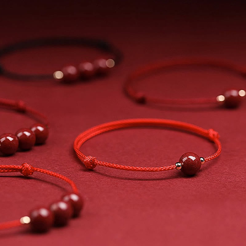 EverestArtstudios Natural Lucky Cinnabar Bead Blessing String Bracelet Anklet