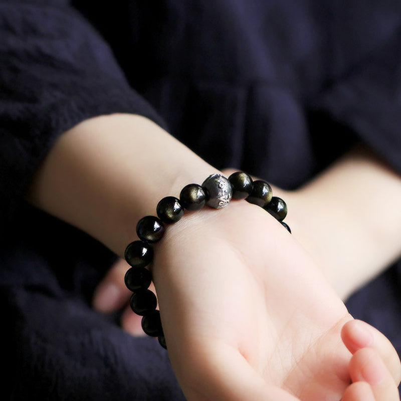 Buddha Stones Chinese Zodiac Obsidian Purification Bracelet