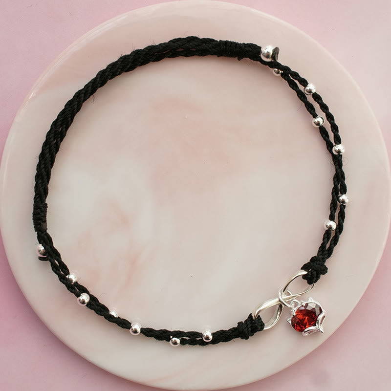 EverestArtstudios Love Heart Infinity Symbol Braided String Anklet