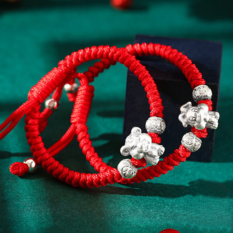 EverestArtstudios 999 Sterling Silver Chinese Zodiac Red Rope Luck Handcrafted Kids Bracelet