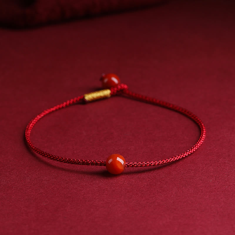 EverestArtstudios Natural Cinnabar Red Agate Blessing Red String Bracelet