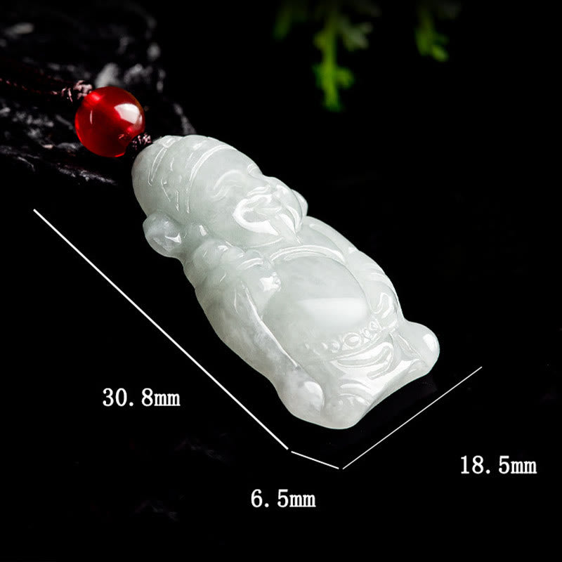 EverestArtstudios Natural Jade Chinese God of Wealth Caishen Ingot Luck Necklace Pendant