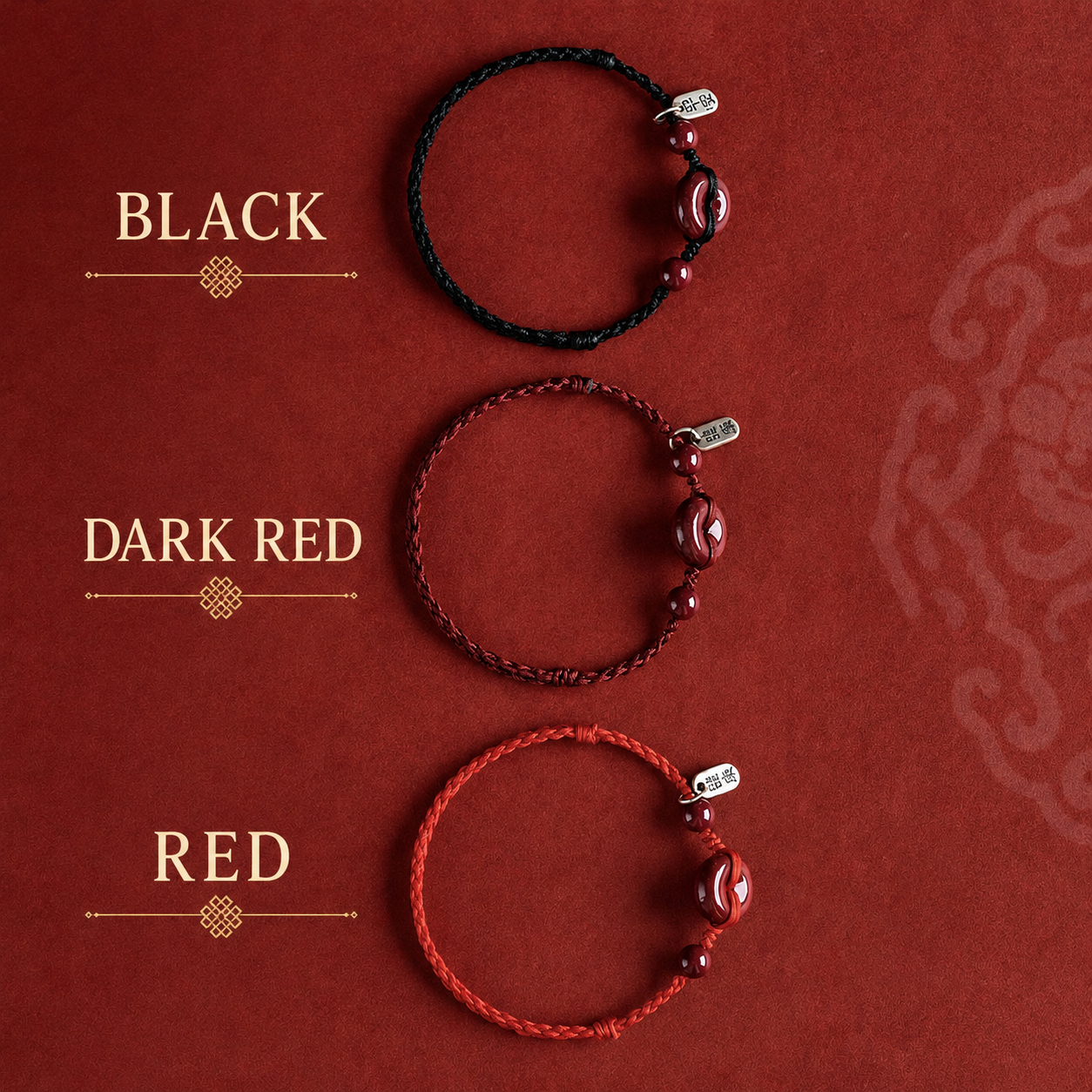 EverestArtStudios Natural Cinnabar Four Leaf Clover Blessing Red String Bracelet Anklet