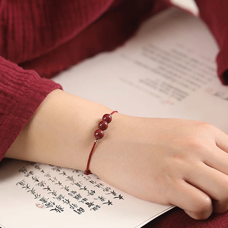EverestArtstudios Natural Lucky Cinnabar Bead Blessing String Bracelet Anklet