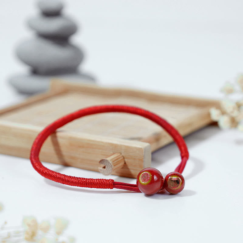 EverestArtStudios FengShui Lucky Red String Ceramic Bracelet