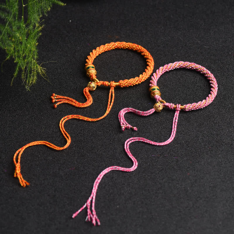 EverestArtstudios Tibetan Handmade Luck Prayer Wheel Bead Charm Weave Colorful String Bracelet