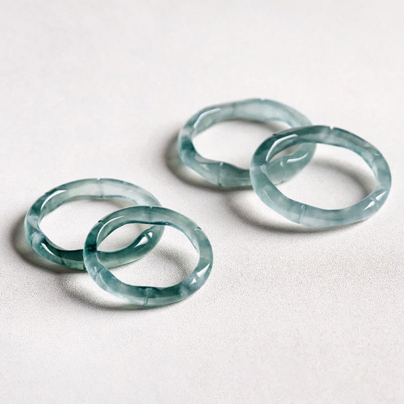 EverestArtstudios Natural Jade Bamboo Prosperity Abundance Ring