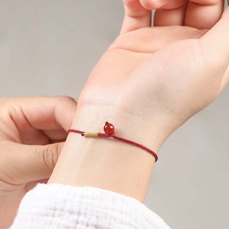 EverestArtstudios Natural Cinnabar Red Agate Blessing Red String Bracelet