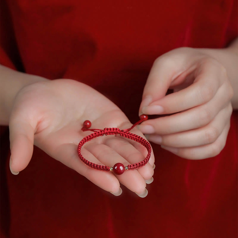 EverestArtstudios Lucky Cinnabar Bead Blessing Red String Bracelet