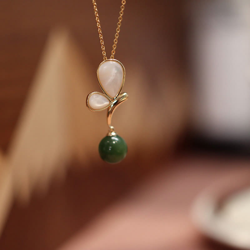EverestArtstudios Natural Butterfly Tridacna Stone Cyan Jade Copper Plated Gold Calm Necklace Pendant Ring Earrings Set