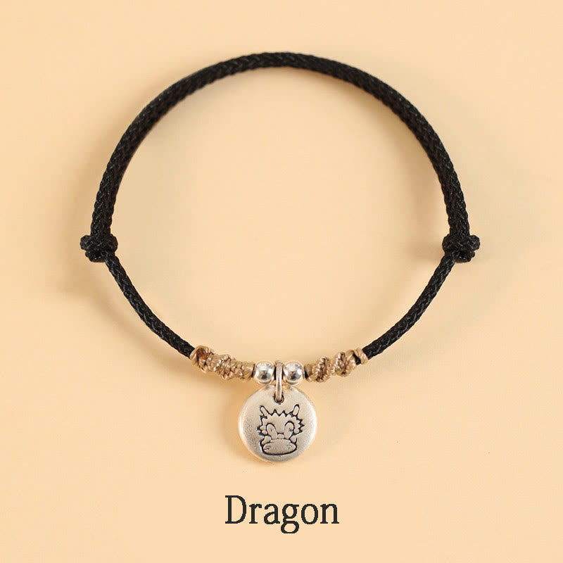 Buddha Stones Handmade 999 Sterling Silver Year of the Dragon Cute Chinese Zodiac Luck Braided Bracelet (Extra 35% Off | USE CODE: FS35)