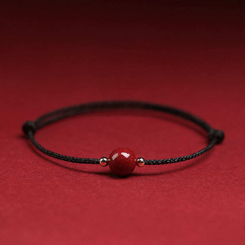 EverestArtstudios Natural Lucky Cinnabar Bead Blessing String Bracelet Anklet