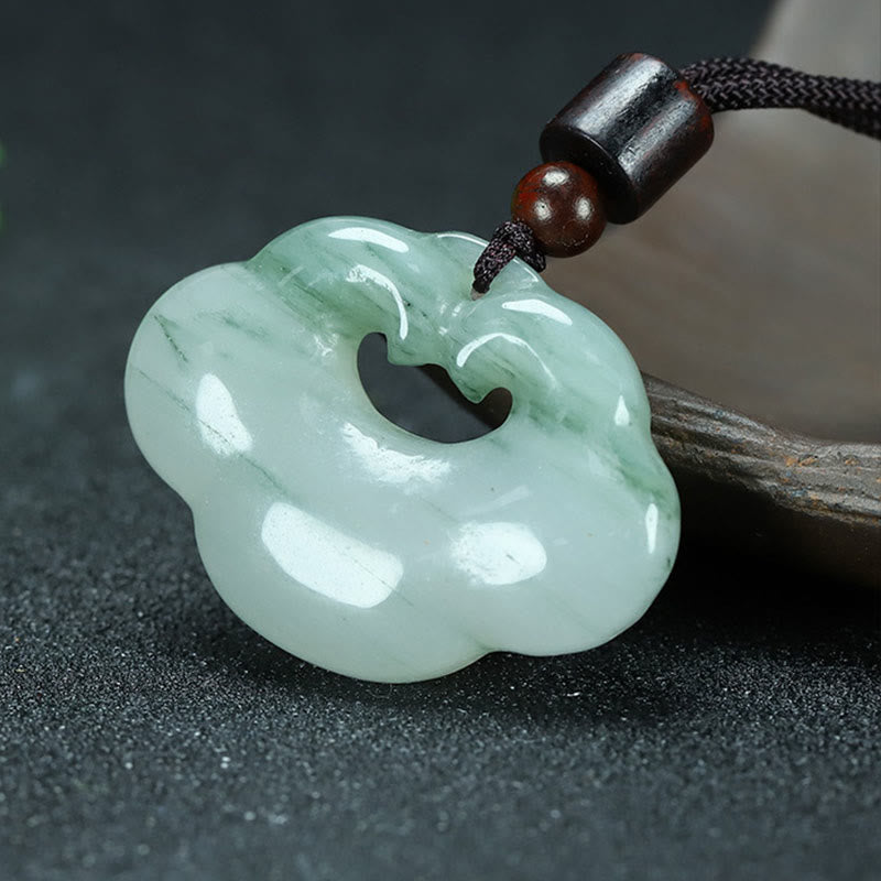 EverestArtstudios Tianshan Jade Golden Silk Jade Chinese Lock Charm Abundance Necklace Pendant
