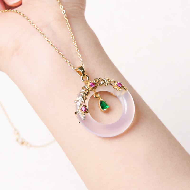 EverestArtstudios Green Chalcedony Peace Buckle Design Strength Necklace Pendant