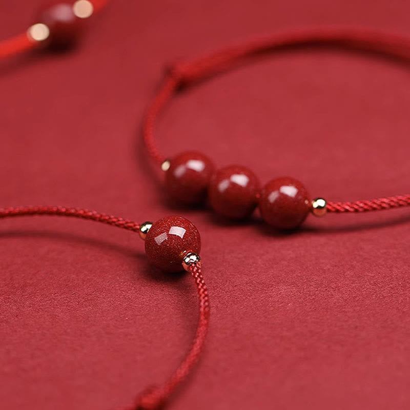 EverestArtstudios Natural Lucky Cinnabar Bead Blessing String Bracelet Anklet