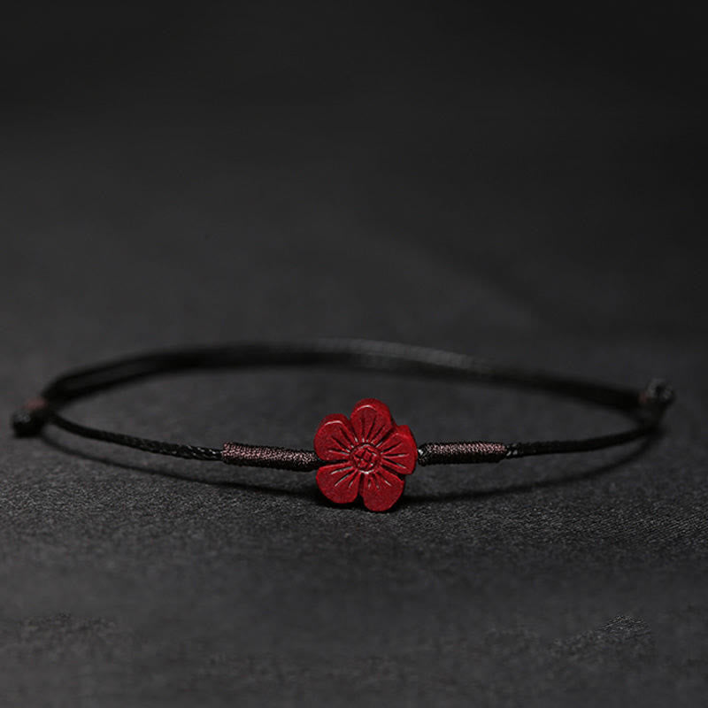 EverestArtstudios Handmade Plum Blossom Four Leaf Clover PiXiu Lotus Koi Fish Cinnabar Blessing Braid Bracelet