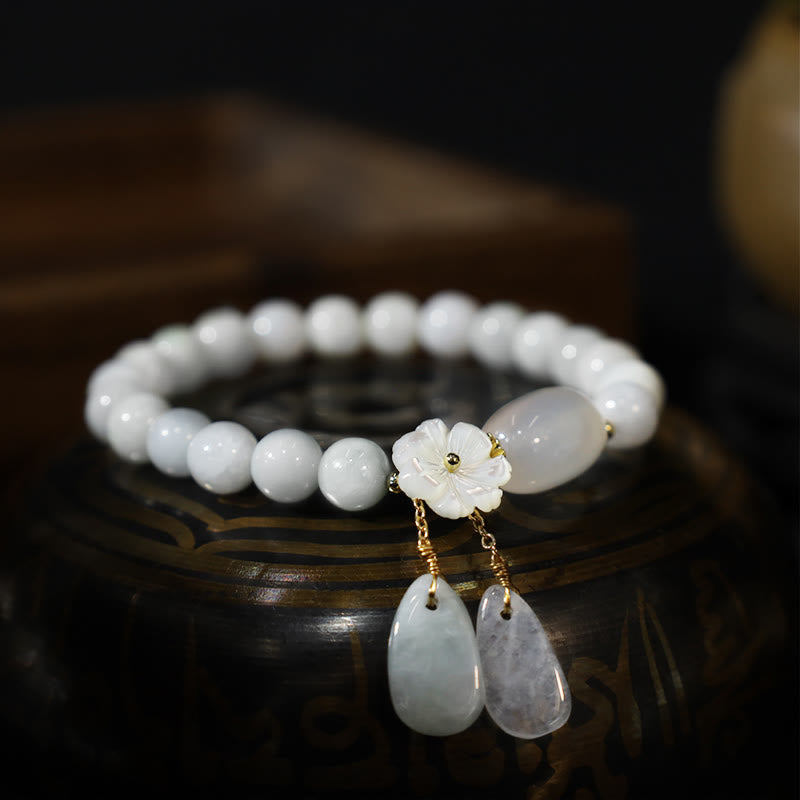 EverestArtStudios Natural White Jade Luck Bracelet