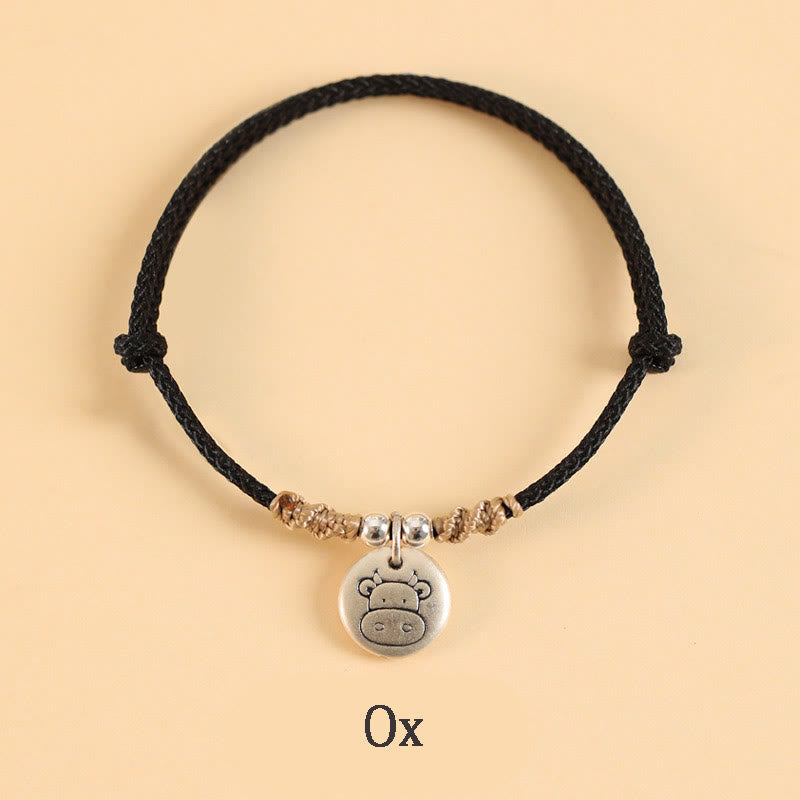 Buddha Stones Handmade 999 Sterling Silver Year of the Dragon Cute Chinese Zodiac Luck Braided Bracelet (Extra 35% Off | USE CODE: FS35)