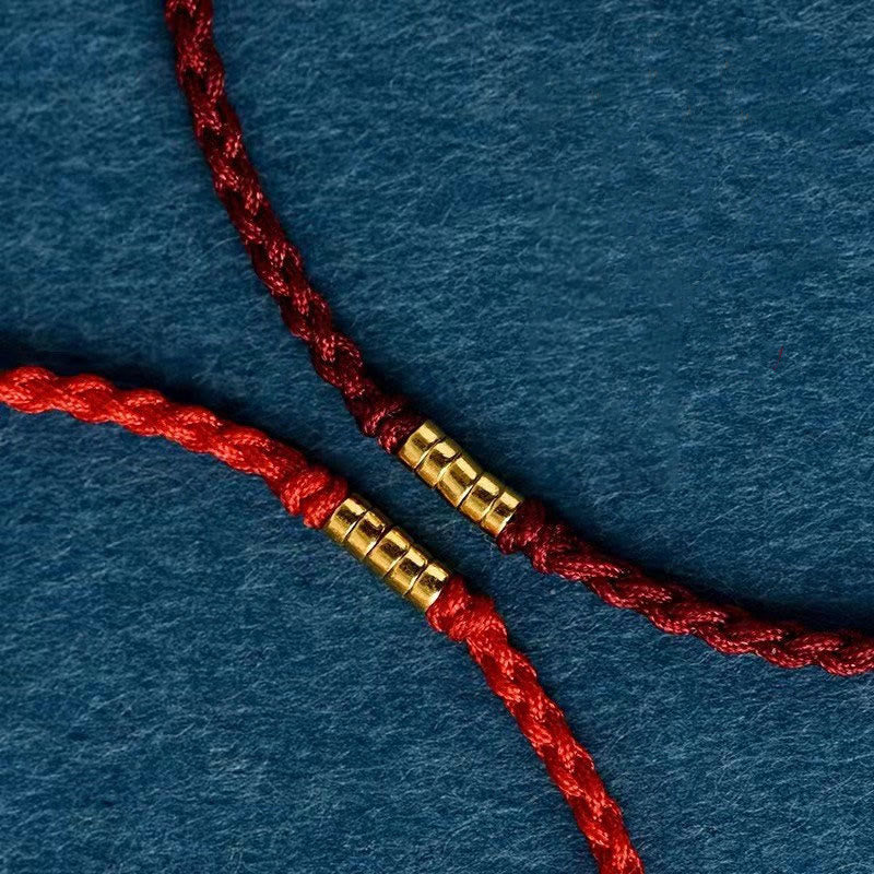 EverestArtStudios 925 Sterling Silver Auspicious Golden Bead Braided String Bracelet and Anklet