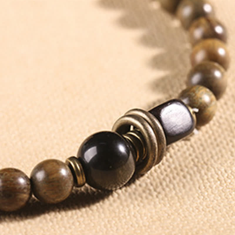 Buddha Stones Tibetan Green Sandalwood Crystal Soothing Peace Bracelet