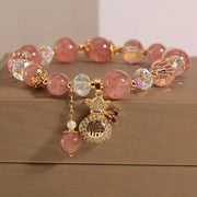 FREE Today: Love Healing Natural Strawberry Quartz Money Bag Charm Positive Bracelet