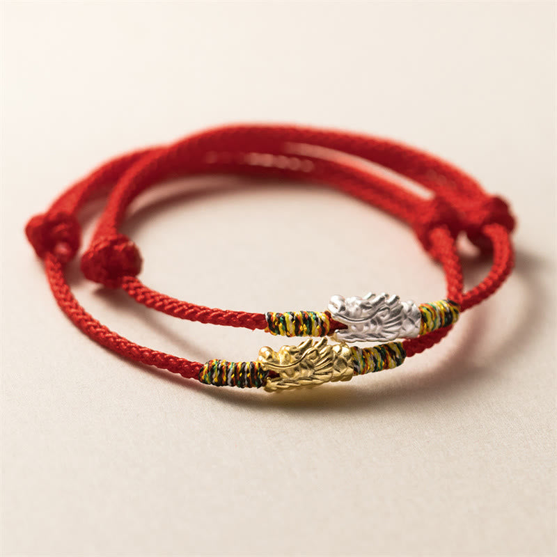 EverestArtstudios 925 Sterling Silver Year of the Dragon Luck Strength Red Rope Bracelet