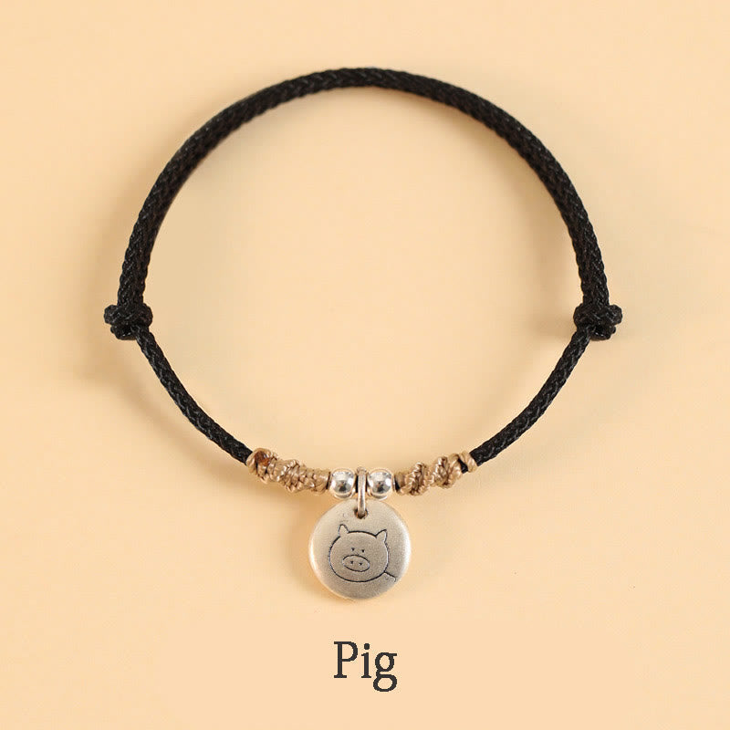 Buddha Stones Handmade 999 Sterling Silver Year of the Dragon Cute Chinese Zodiac Luck Braided Bracelet (Extra 35% Off | USE CODE: FS35)