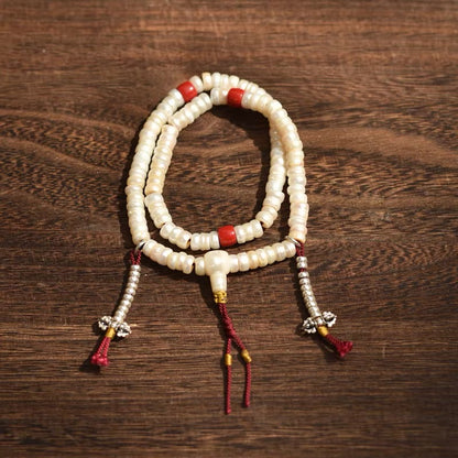 108 Freshwater Pearl Mala Bracelet – Tibetan Style Pearl Prayer Beads – Double Wrap Meditation Bracelet – Spiritual Jewelry for Women – Handheld Rosary