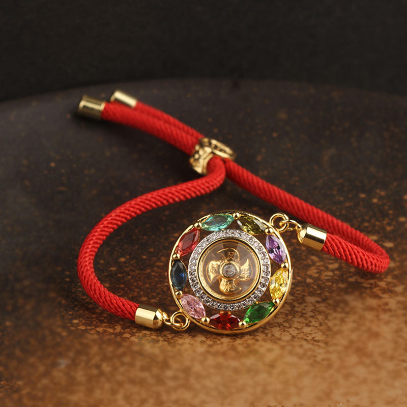 EverestArtstudios Colorful Zircon Copper Wealth Luck Rotation Bracelet Necklace Pendant