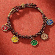 Buddha Stones Tibetan Five God Of Wealth Thangka Luck Braid String Bracelet