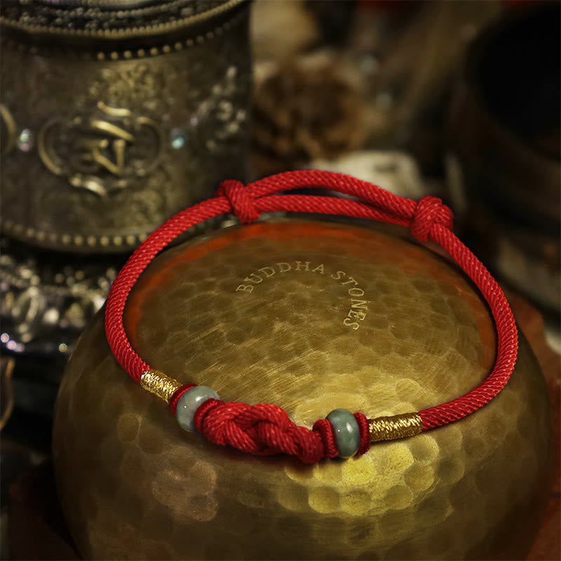 EverestArtStudios Red String Jade Luck Fortune Knot Braided String Bracelet