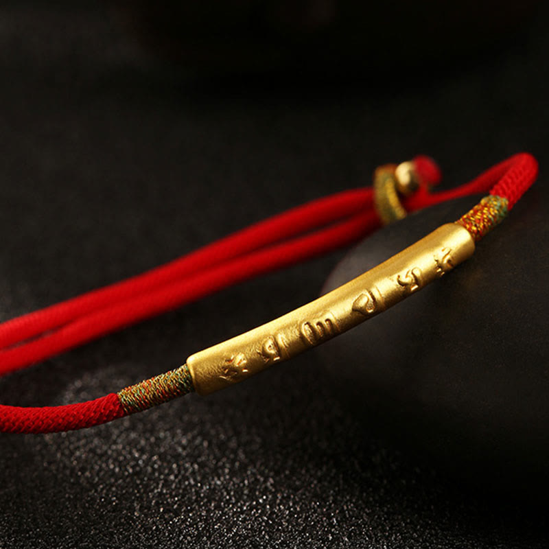 EverestArtStudios Tibetan Buddhist Handmade Mani Mantra Lucky Red String Bracelet