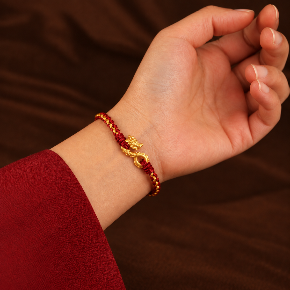 Pulsera Dragón auspicioso oro 24K